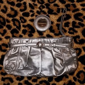 Neiman Marcus Silver Wristlet Clutch